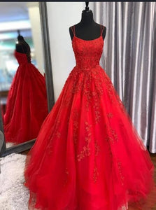 Sweep Train Red Evening Dresses with Appliques