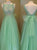 Sweep Train Blackless Green Evening Dresses