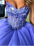 Sweetheart Ball Gown Appliques Lace Up Tulle Long Prom Dress LBQ4126