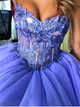 Sweetheart Ball Gown Appliques Lace Up Tulle Long Prom Dresses