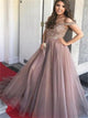 Sweep Train Pink Evening Dresses