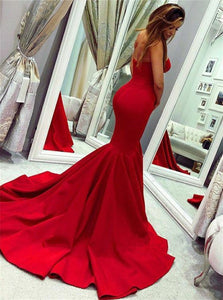 Sweep Train Red Evening Dresses