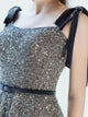 A Line Gray  Lace Up Tulle Beaded Prom Dresses