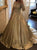 Ball Gown Long Sleeves Off the Shoulder Applique Satin Dresses