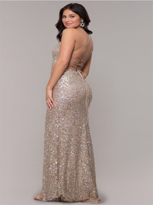 Floor Length Champagne Evening Dress