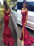 Mermaid Off the Shoulder Sequins Prom Dress with Slit LBQ3695