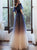 Sweep Train Blue Champagne Evening Dresses