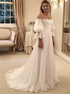 A Line Off the Shoulder White Chiffon Pleats Prom Dress LBQ4174