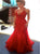 Sweep Train Red Evening Dresses