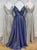 Sweep Train Blue Evening Dresses