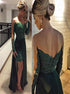 Mermaid Sweetheart Long Sleeves Appliques Satin Prom Dress LBQ4145