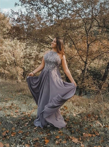 Sweep Train Grey Evening Dresses