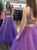 A Line Two Piece High Neck Beading Open Back Tulle Prom Dresses
