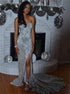 Mermaid Sequins Sleeveless Sweetheart Prom Dresses with Slit LBQ3386