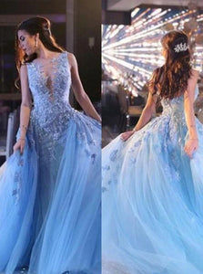 Ball Gown  Applique Tulle Prom Dresses