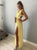 A Line V Neck Floor Length Chiffon Prom Dress With Split