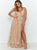 A Line V Neck Appliques Tulle Criss Cross Prom Dresses