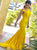 Sweep Train Yellow Evening Dresses with Keyhole