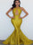 Sweep Train Yellow Evening Dresses