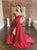 A Line Off the Shoulder Satin Pockets Prom Dress with Slit 