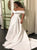 A Line Off the Shoulder White Satin Prom Dresses