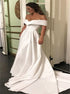 A Line Off the Shoulder White Satin Prom Dress LBQ3911