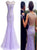 Mermaid Scoop Sequins Tulle Purple Yarn Prom Dresses 