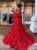 Sweep Train Red Evening Dresses