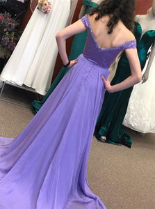 Sweep Train Purple Evening Dresses