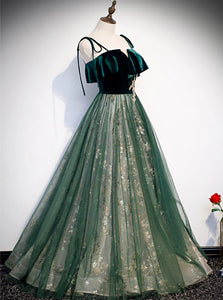 Sweep Train Green Evening Dresses
