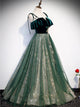 Sweep Train Green Evening Dresses