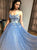 A Line Spaghetti Straps Sequins 3D Flowers Prom Dresses