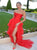 A Line Strapless Tulle Prom Dresses with Slit