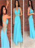 Mermaid V Neck Beading Chiffon Criss Cross Prom Dress LBQ3912