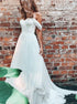A Line Off the Shoulder White Chiffon Pleats Prom Dress LBQ4176
