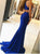 Sweep Train Blue Evening Dresses with Pleats