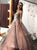 A Line V Neck Tulle Beadings Prom Dress With Flowers