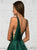 Sweep Train Green Backless Evening Dresses