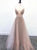 A Line Spaghetti Straps V Neck Tulle Beadings Prom Dresses