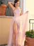 Pink One Shoulder Sequin Prom Dress with Slit LBQ3702