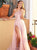 A Line Sweep Train Pink Evening Dresses
