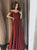 Burgundy A Line Off the Shoulder Pleats Satin Prom Dresses 