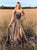 Sweep Train Brown Evening Dresses with Slit