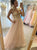 A Line Tulle Sequins Sweetheart Pink Prom Dresses