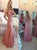 Mermaid Pink Lace V Neck Mermaid Appliques Open Back Prom Dress