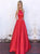 A Line Halter Backless Beadings Satin Prom Dresses