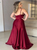 Sweep Train Red Evening Dresses with Slit