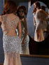 V Neck Mermaid Tulle Criss Cross Prom Dresses With Beading LBQ3747