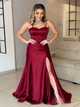 A Line Spaghetti Straps Sweetheart Satin Backless Prom Dresses