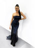 Mermaid Sequins Strapless Ruffles Sleeveless Prom Dresses LBQ3370